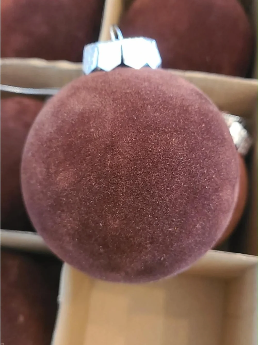 48 Velvet Christmas Ornament Balls Set- 24 brown velvet and 24 beige velvet